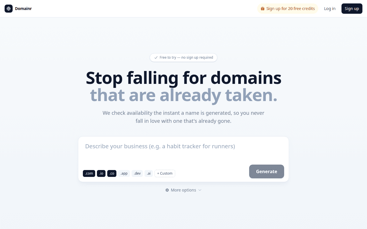 AI Domain Name Generator screenshot